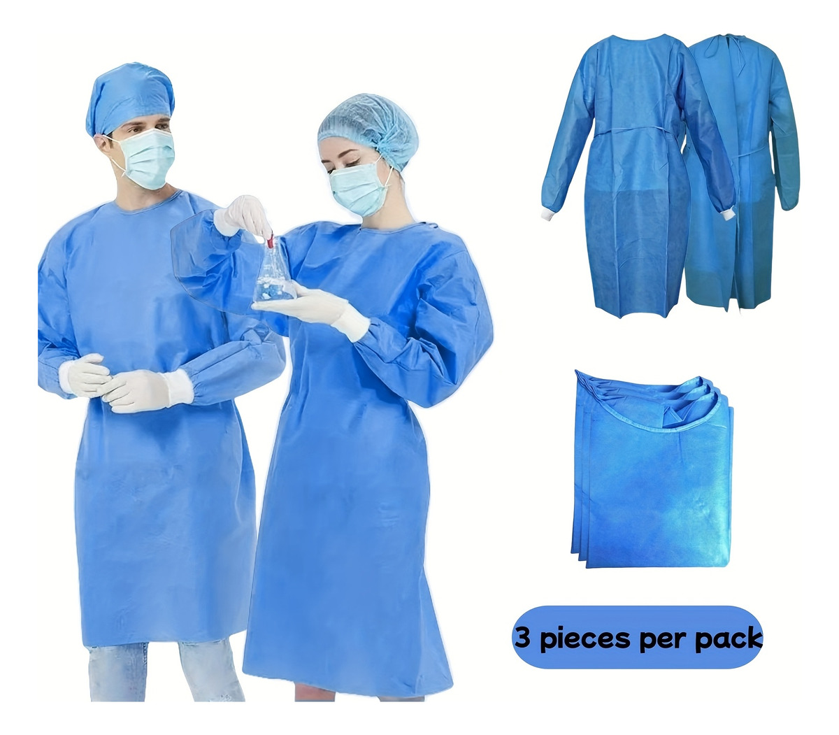 3 szt. 45gsm SMS Trójwarstwowy – Medical Lab Gown recenzja i cena